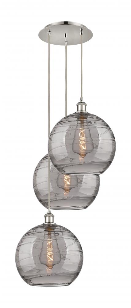 Athens Deco Swirl - 3 Light - 19 inch - Polished Nickel - Cord hung - Multi Pendant