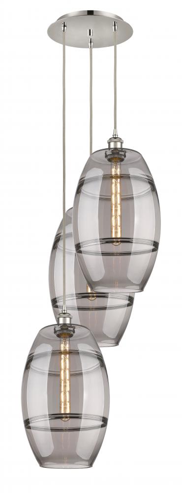 Vaz - 3 Light - 17 inch - Polished Nickel - Cord hung - Multi Pendant