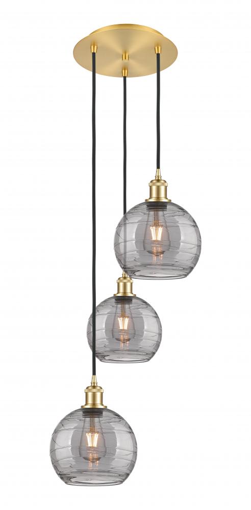 Athens Deco Swirl - 3 Light - 15 inch - Satin Gold - Cord hung - Multi Pendant