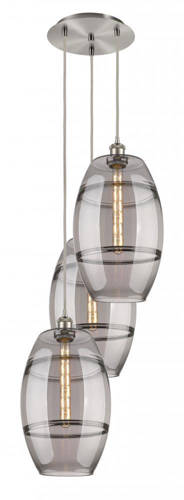 Vaz - 3 Light - 17 inch - Brushed Satin Nickel - Cord hung - Multi Pendant