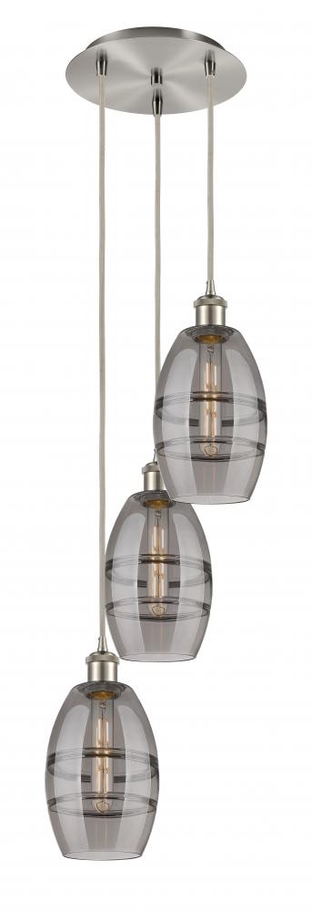 Vaz - 3 Light - 12 inch - Brushed Satin Nickel - Cord hung - Multi Pendant