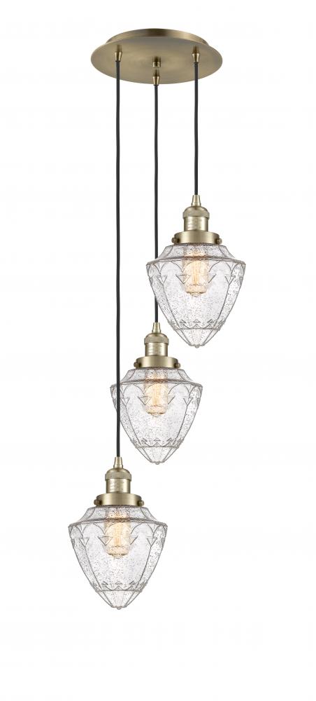 Bullet - 3 Light - 14 inch - Antique Brass - Cord hung - Multi Pendant