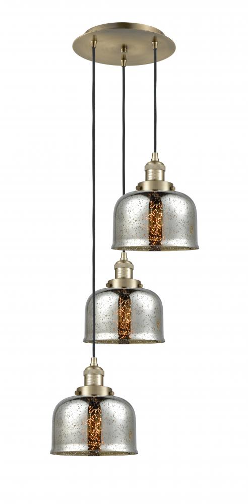 Cone - 3 Light - 14 inch - Antique Brass - Cord hung - Multi Pendant