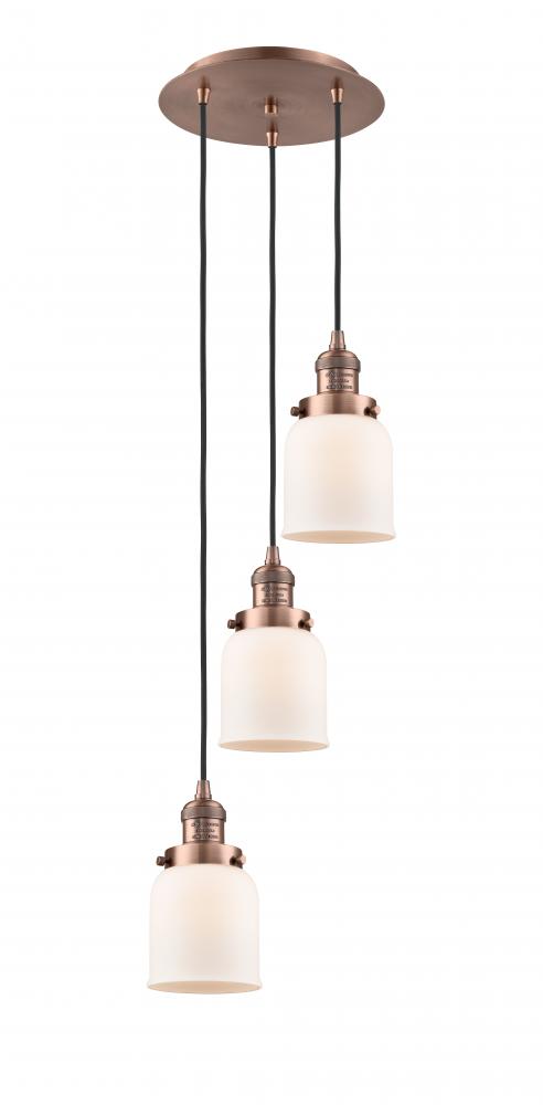 Cone - 3 Light - 12 inch - Antique Copper - Cord hung - Multi Pendant