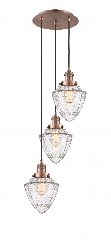 Bullet - 3 Light - 14 inch - Antique Copper - Cord hung - Multi Pendant