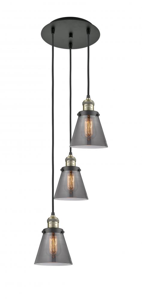 Cone - 3 Light - 13 inch - Black Antique Brass - Cord hung - Multi Pendant