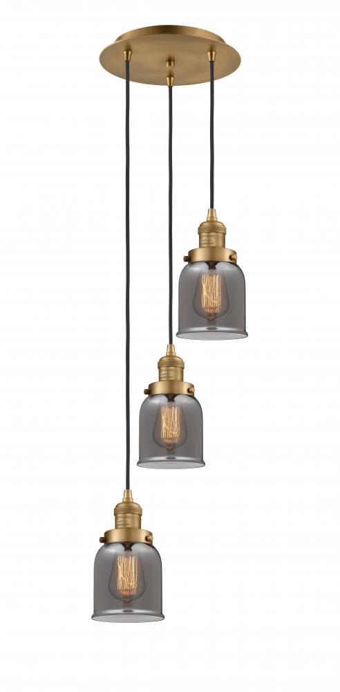 Cone - 3 Light - 12 inch - Brushed Brass - Cord hung - Multi Pendant