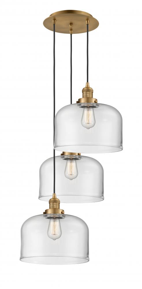 Cone - 3 Light - 18 inch - Brushed Brass - Cord hung - Multi Pendant