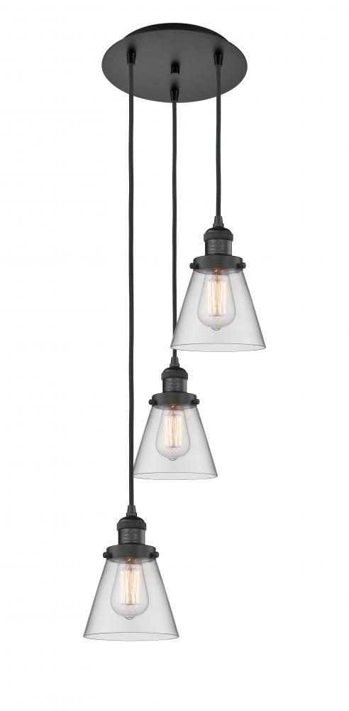 Cone - 3 Light - 13 inch - Matte Black - Cord hung - Multi Pendant