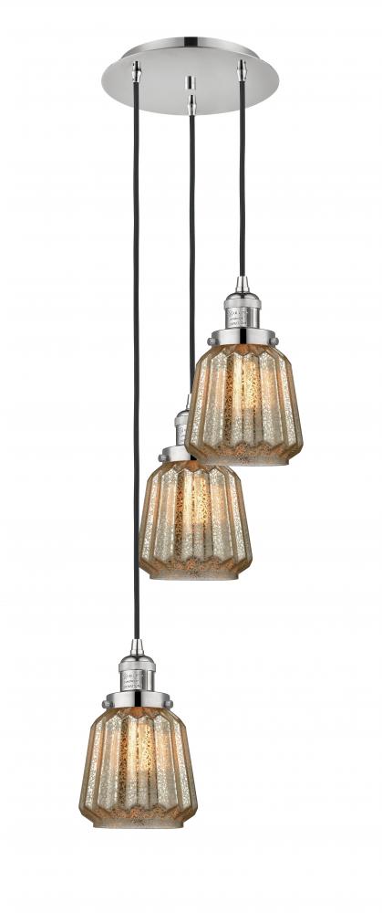 Chatham - 3 Light - 14 inch - Polished Nickel - Cord hung - Multi Pendant