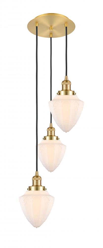 Bullet - 3 Light - 14 inch - Satin Gold - Cord hung - Multi Pendant