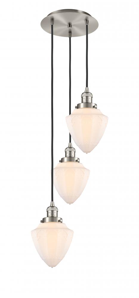 Bullet - 3 Light - 14 inch - Brushed Satin Nickel - Cord hung - Multi Pendant