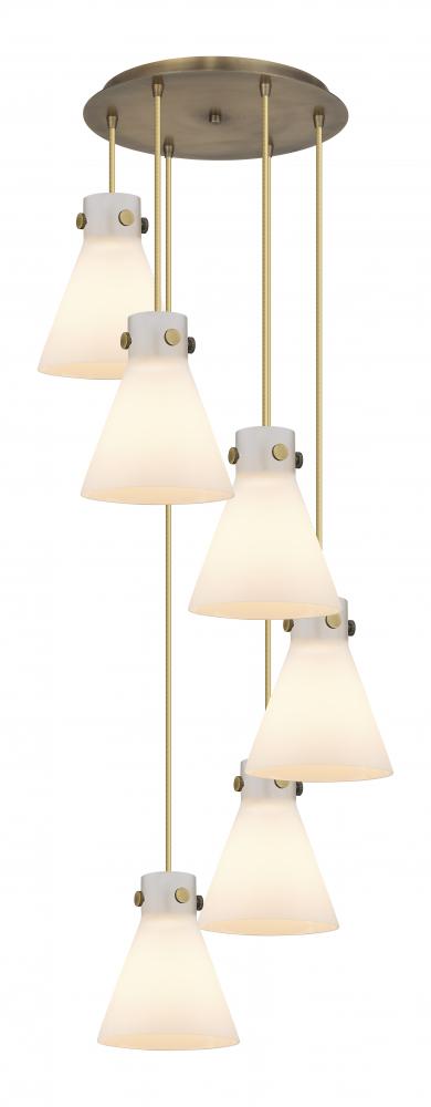 Newton Cone - 6 Light - 19 inch - Brushed Brass - Multi Pendant