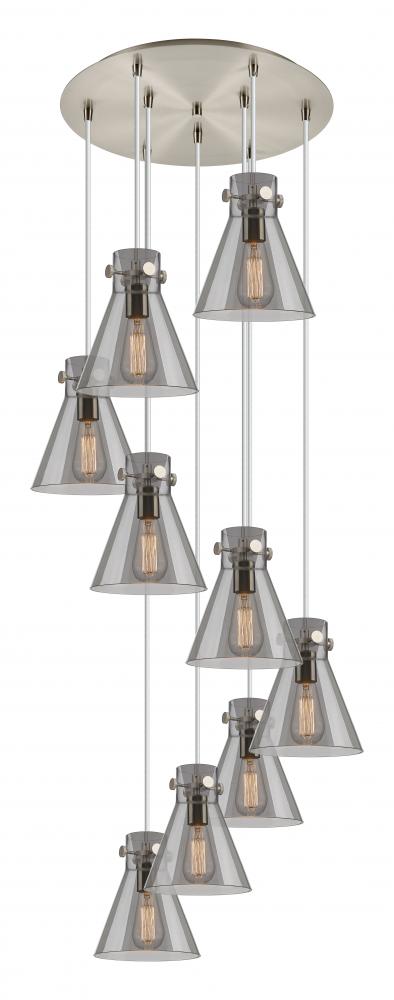 Newton Cone - 9 Light - 22 inch - Brushed Satin Nickel - Multi Pendant