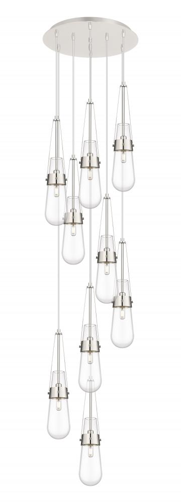 Milan - 9 Light - 19 inch - Polished Nickel - Multi Pendant