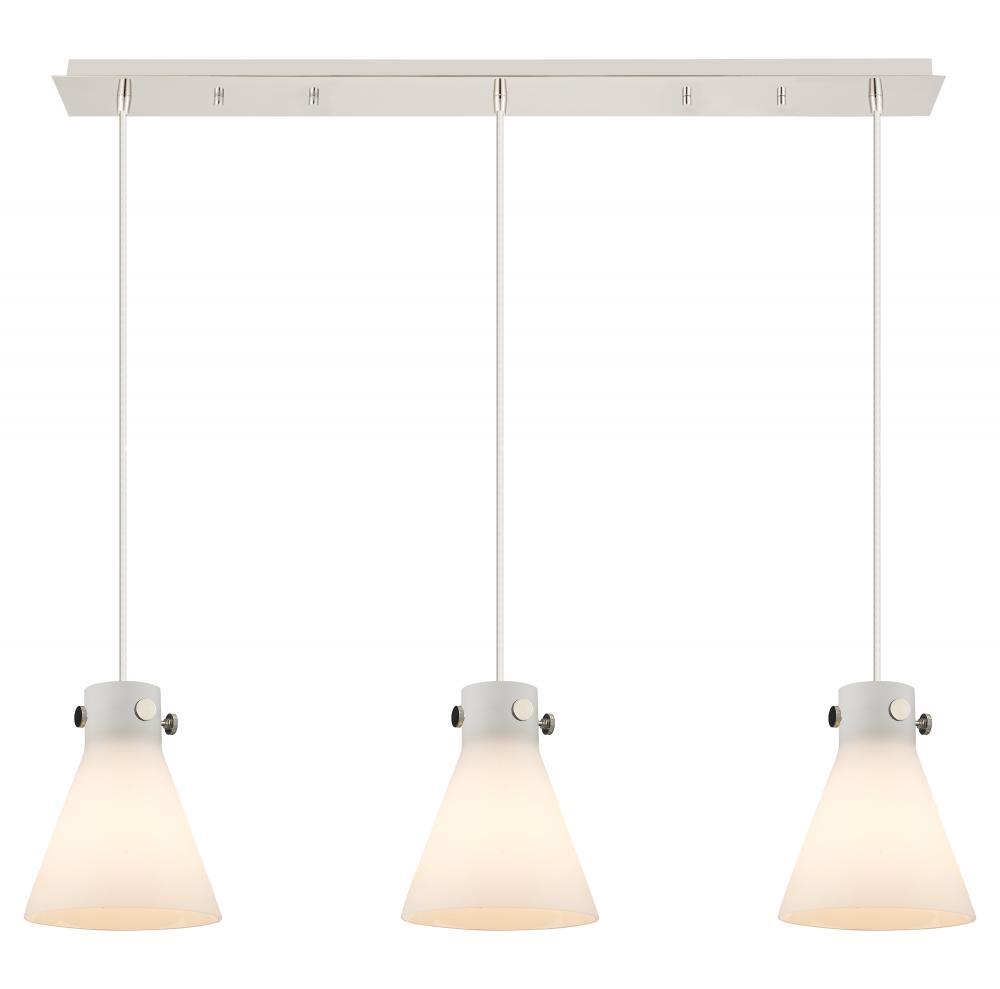 Newton Cone - 3 Light - 40 inch - Polished Nickel - Linear Pendant