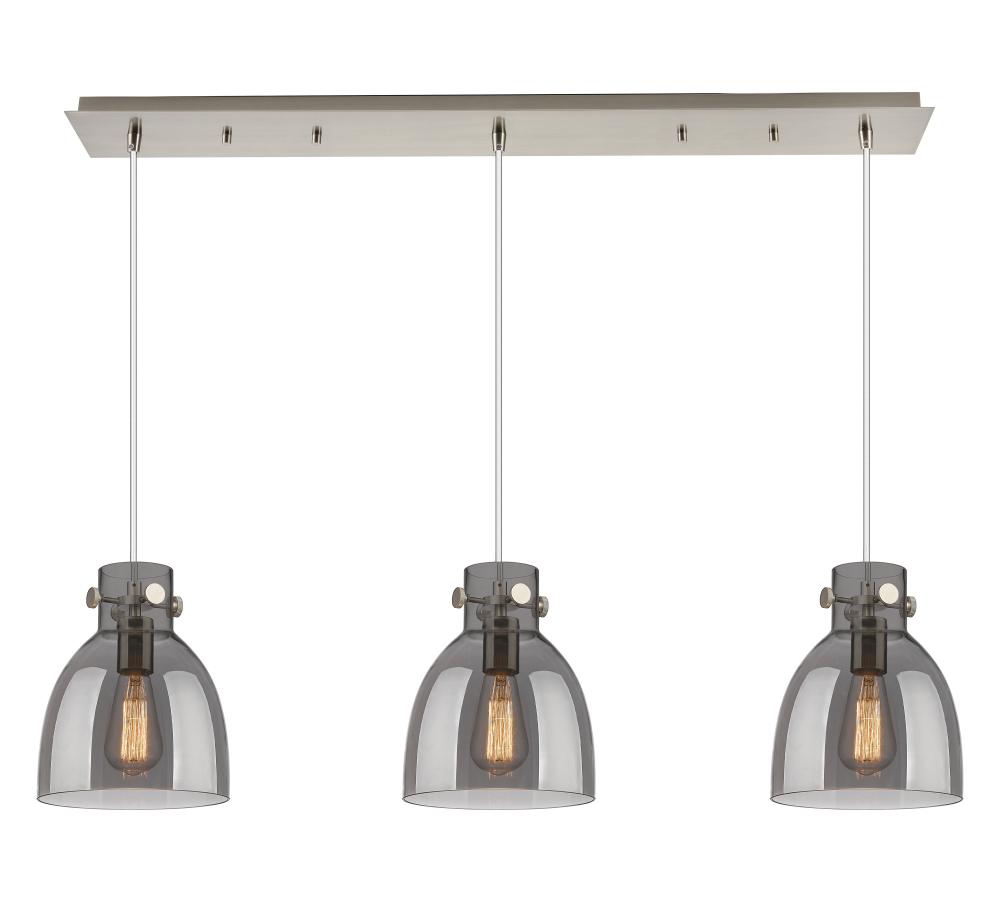 Newton Bell - 3 Light - 40 inch - Brushed Satin Nickel - Linear Pendant