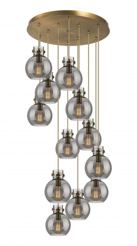 Newton Sphere - 12 Light - 27 inch - Brushed Brass - Cord hung - Multi Pendant