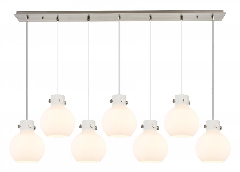 Newton Sphere - 7 Light - 52 inch - Brushed Satin Nickel - Cord hung - Linear Pendant