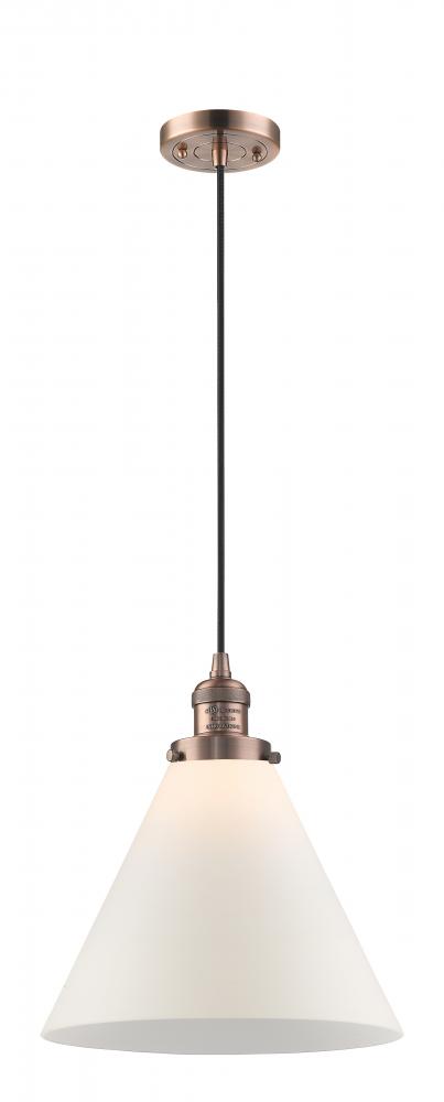 Cone - 1 Light - 12 inch - Antique Copper - Cord hung - Mini Pendant