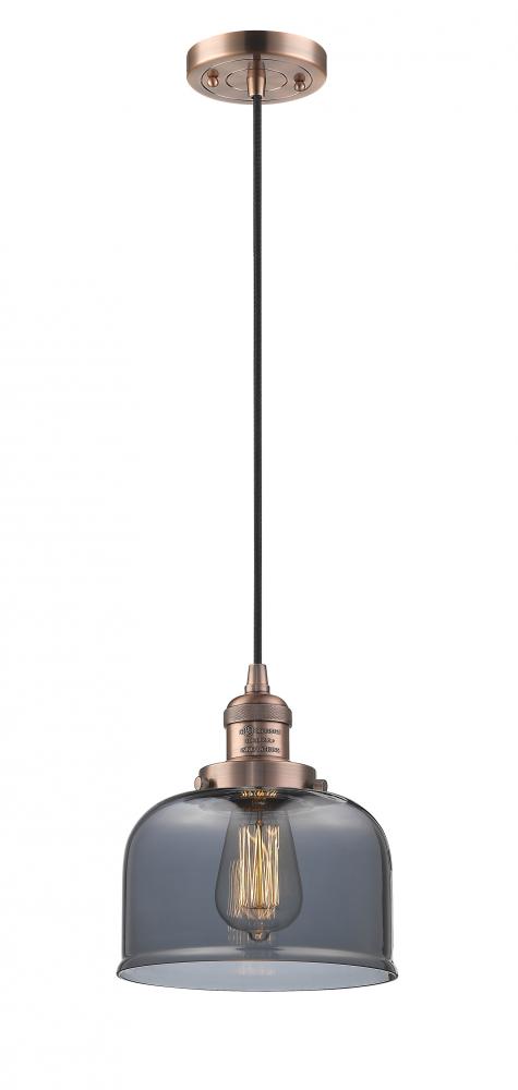 Bell - 1 Light - 8 inch - Antique Copper - Cord hung - Mini Pendant