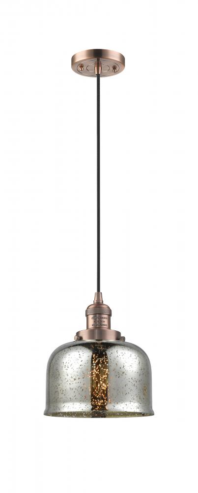 Bell - 1 Light - 8 inch - Antique Copper - Cord hung - Mini Pendant