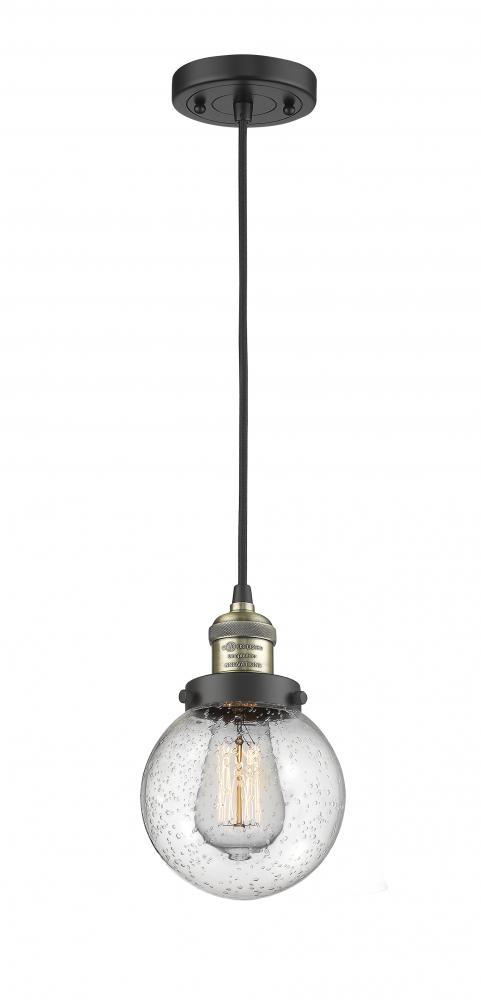 Beacon - 1 Light - 6 inch - Black Antique Brass - Cord hung - Mini Pendant