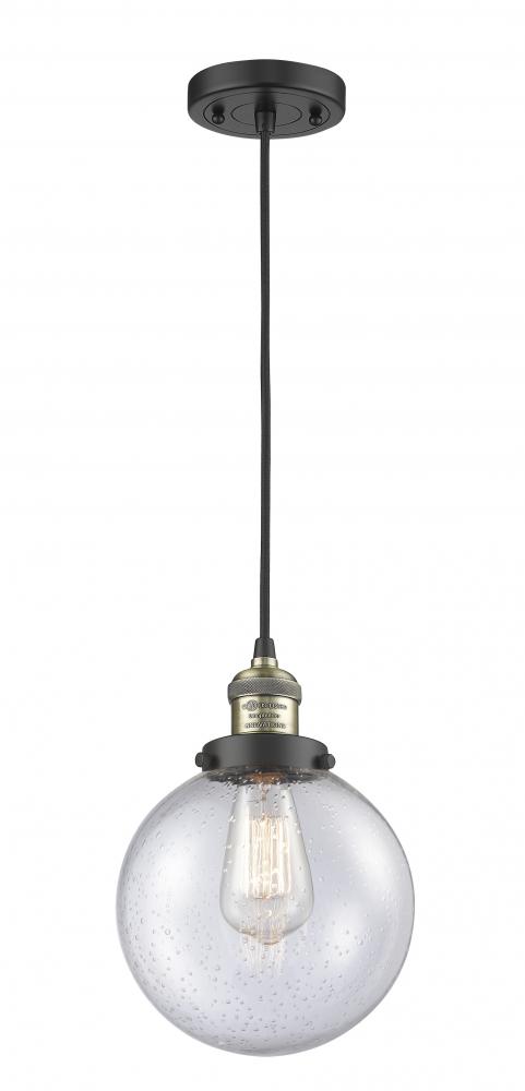 Beacon - 1 Light - 8 inch - Black Antique Brass - Cord hung - Mini Pendant