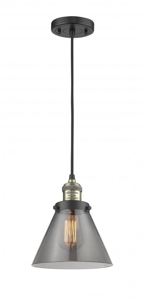 Cone - 1 Light - 8 inch - Black Antique Brass - Cord hung - Mini Pendant