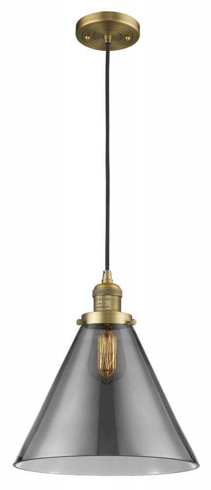 Cone - 1 Light - 12 inch - Brushed Brass - Cord hung - Mini Pendant