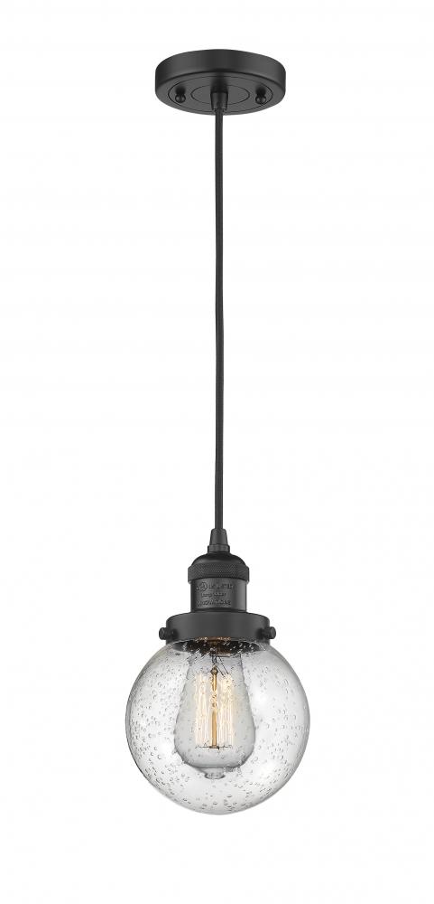 Beacon - 1 Light - 6 inch - Matte Black - Cord hung - Mini Pendant