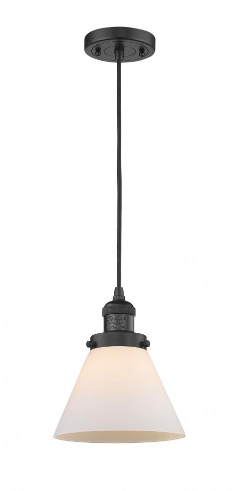 Cone - 1 Light - 8 inch - Matte Black - Cord hung - Mini Pendant