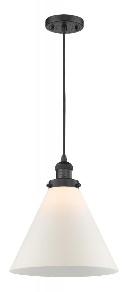 Cone - 1 Light - 12 inch - Matte Black - Cord hung - Mini Pendant