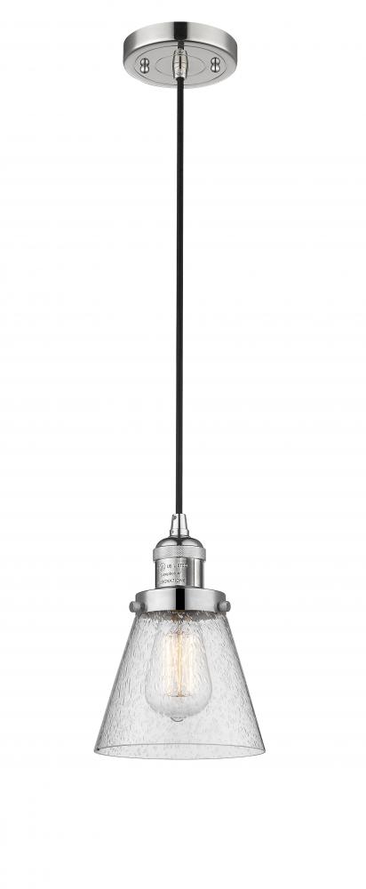 Cone - 1 Light - 6 inch - Polished Nickel - Cord hung - Mini Pendant