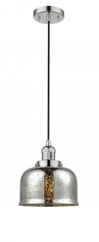 Bell - 1 Light - 8 inch - Polished Nickel - Cord hung - Mini Pendant