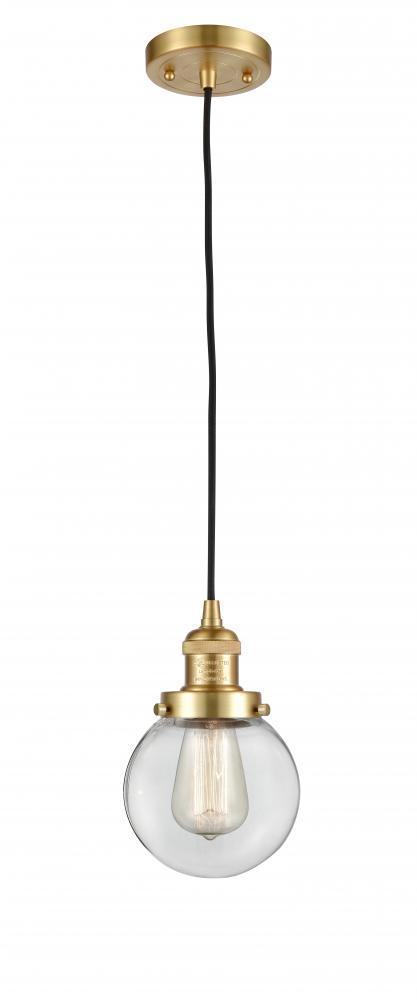 Beacon - 1 Light - 6 inch - Satin Gold - Cord hung - Mini Pendant