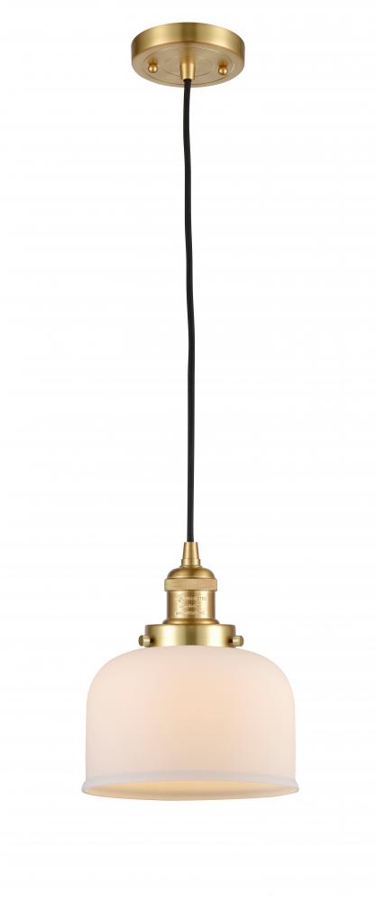 Bell - 1 Light - 8 inch - Satin Gold - Cord hung - Mini Pendant