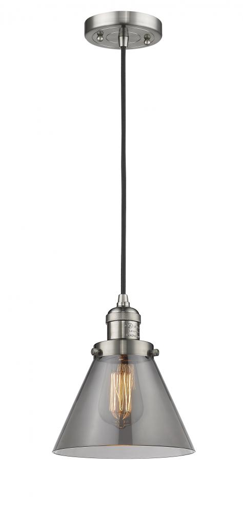 Cone - 1 Light - 8 inch - Brushed Satin Nickel - Cord hung - Mini Pendant