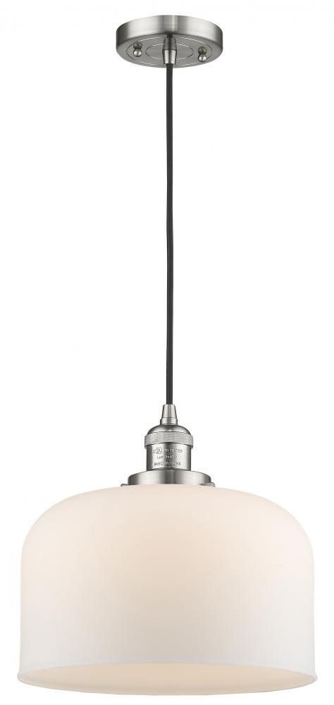 Bell - 1 Light - 12 inch - Brushed Satin Nickel - Cord hung - Mini Pendant