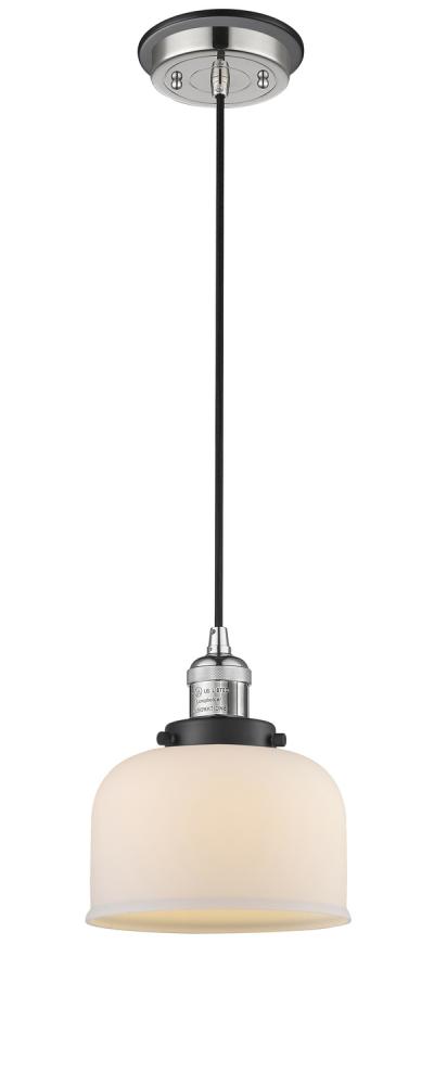 Bell - 1 Light - 8 inch - Polished Nickel - Cord hung - Mini Pendant