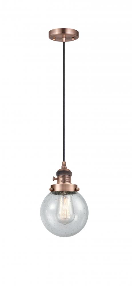 Beacon - 1 Light - 6 inch - Antique Copper - Cord hung - Mini Pendant