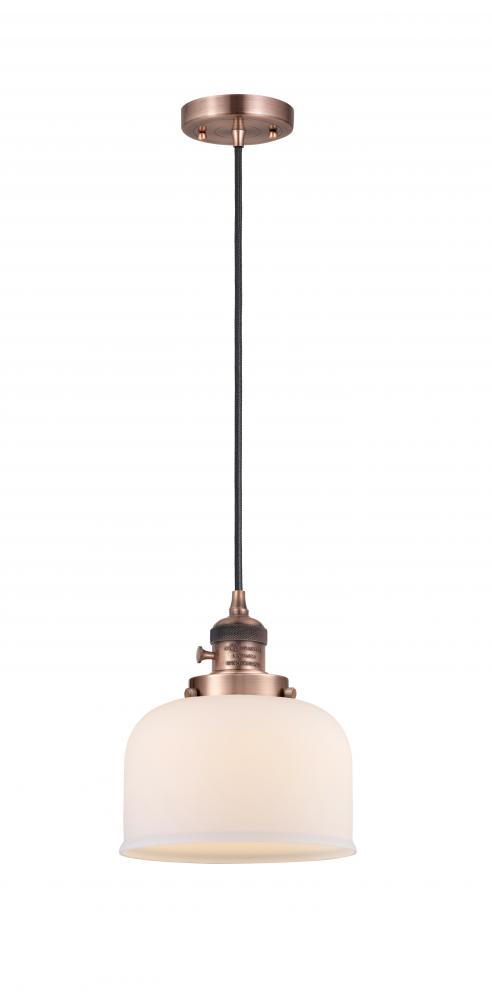 Bell - 1 Light - 8 inch - Antique Copper - Cord hung - Mini Pendant