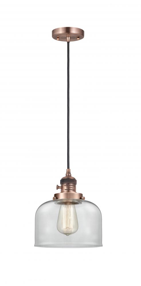 Bell - 1 Light - 8 inch - Antique Copper - Cord hung - Mini Pendant