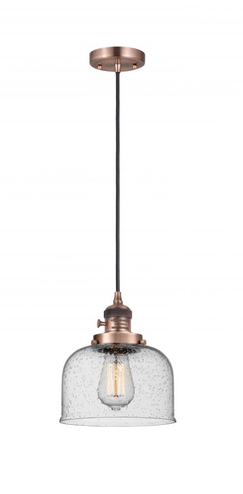 Bell - 1 Light - 8 inch - Antique Copper - Cord hung - Mini Pendant