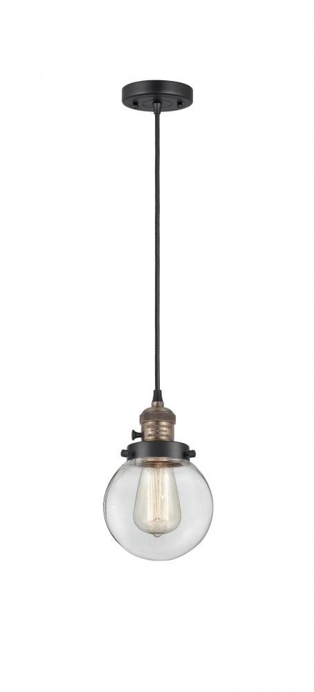 Beacon - 1 Light - 6 inch - Black Antique Brass - Cord hung - Mini Pendant