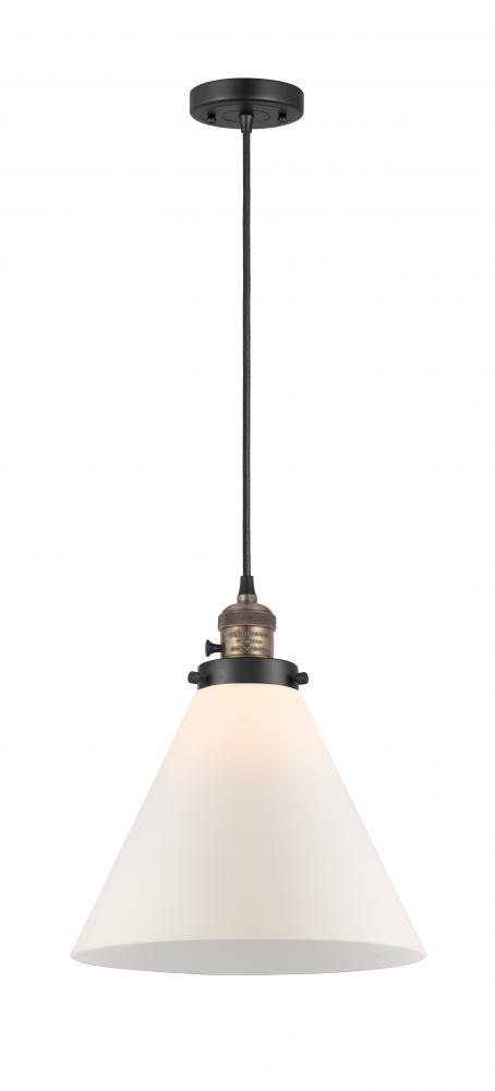 Cone - 1 Light - 12 inch - Black Antique Brass - Cord hung - Mini Pendant