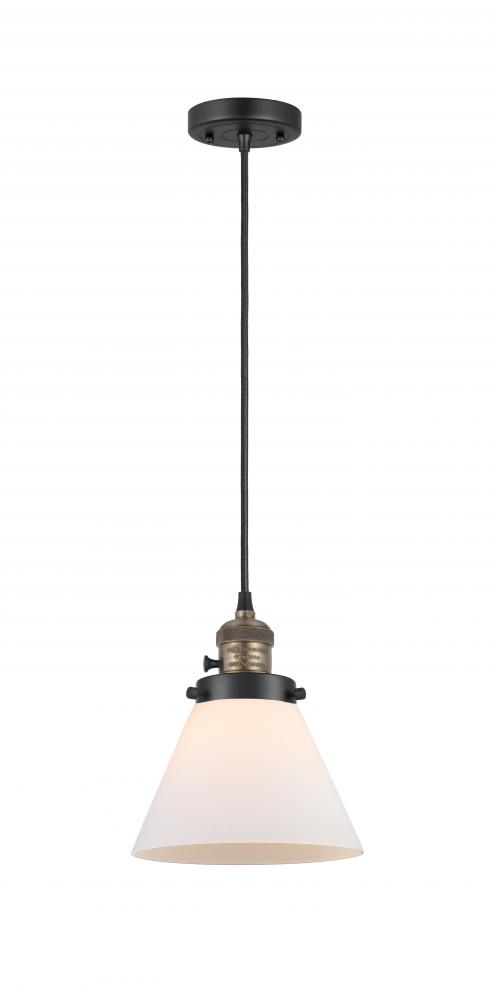 Cone - 1 Light - 8 inch - Black Antique Brass - Cord hung - Mini Pendant