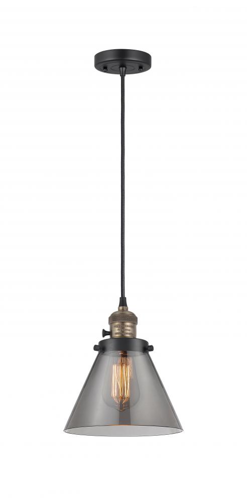 Cone - 1 Light - 8 inch - Black Antique Brass - Cord hung - Mini Pendant