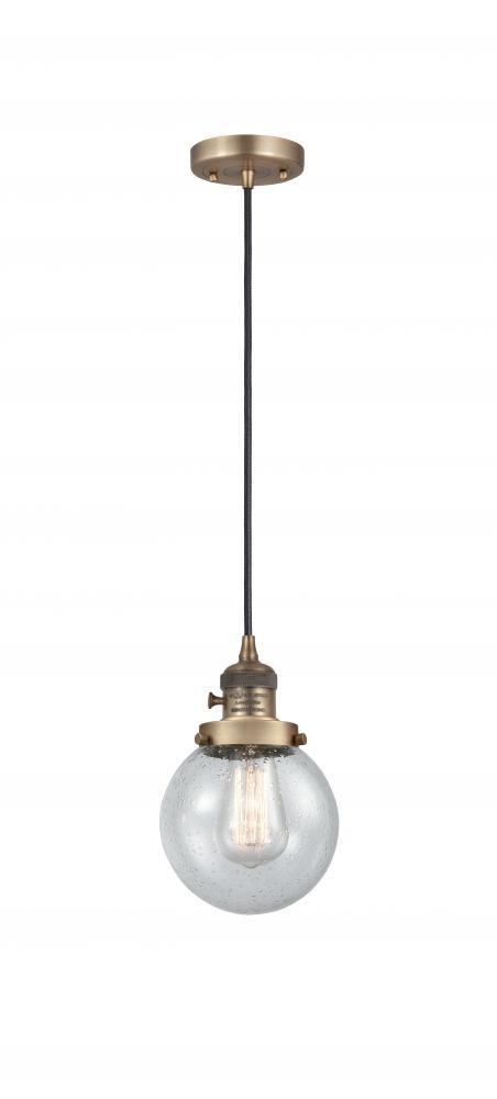 Beacon - 1 Light - 6 inch - Brushed Brass - Cord hung - Mini Pendant