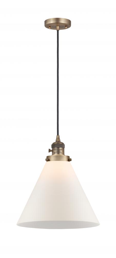 Cone - 1 Light - 12 inch - Brushed Brass - Cord hung - Mini Pendant